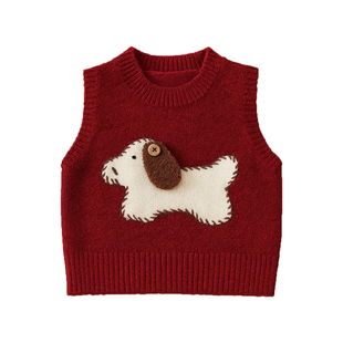 女童马甲宝宝毛衣针织背心秋冬儿童加绒毛线坎肩加厚外穿洋气新款