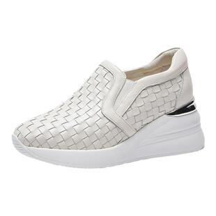 艾淇厚底单鞋2026春季新款透气休闲鞋编织纹理防滑通勤百搭女鞋子