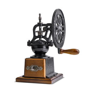 中古风家用咖啡豆研磨机手摇咖啡磨粉机手摇磨豆机大手轮磨豆机