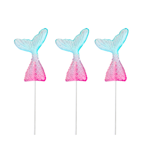 网红创意棒棒糖高颜值海洋渐变鱼尾水晶糖无蔗糖糖果儿童礼物