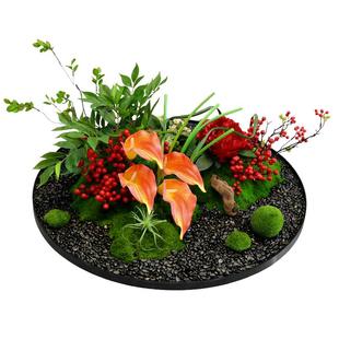 饭店餐桌中间摆花仿真假花电动转盘装饰摆件酒店包厢圆桌景观摆设