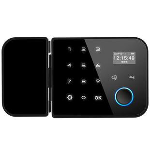 办公室玻璃门指纹密码锁双开门免打孔智能锁无框推拉门禁锁免开孔