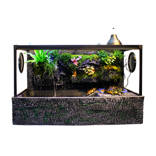 乌龟缸带晒台玻璃水龟缸雨林造景水陆缸鳄鱼缸黄缘龟缸巴西龟缸
