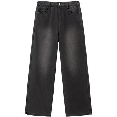 【商场同款】乐町松紧腰牛仔阔腿裤水洗24年冬季新款C2HAE4204