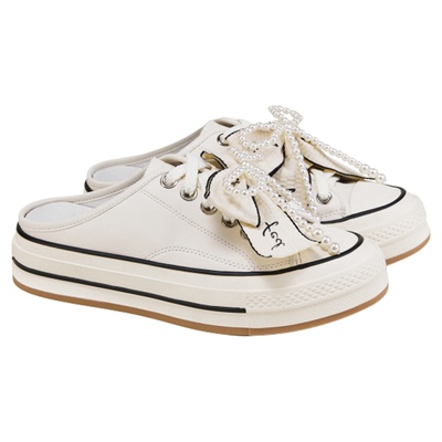 fed增高板鞋夏季新款女鞋蝴蝶结半拖时尚厚底拖鞋女S0505-YAB273