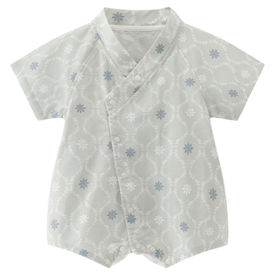 乖奇熊婴幼儿天竹纤维连体包屁衣夏季薄款宝宝三角哈衣居家服抑菌