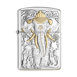 zippo正品打火机 六牙白象王镀金镀银官方旗舰店煤油送男朋友礼物