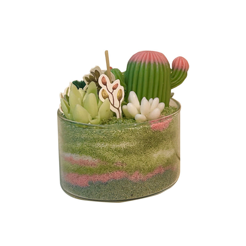 DIY手工沙画花园香薰蜡烛摆件