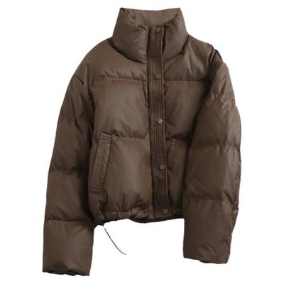 纯色宽松加厚皮衣外套立领羽绒服