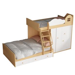 交错式上下床双层床儿童衣帽间高低床子母床错位型上下铺上床下柜