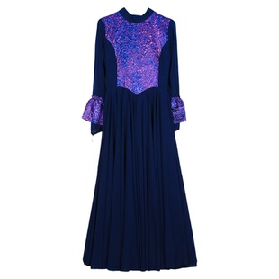 新疆舞蹈演出服女长裙民族风开场舞大摆720度裙子维族舞蹈连衣裙