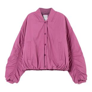 【轻薄棒球服棉衣】棉叔叔女童花苞外套秋冬新款短款落肩抽褶夹克