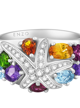 ENZO18K金多彩宝石钻石戒指