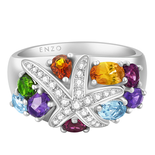 ENZO「海洋系列」小版 18K金多彩宝石钻石戒指女EZV3734新春礼物