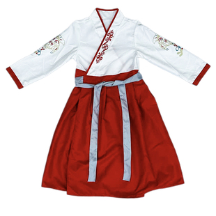 马甲款国学服装儿童古装汉服女男青少年套装三字经经典诵读演出服