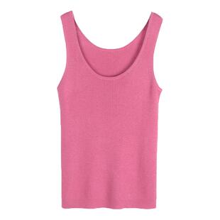 2022秋冬新款羊毛混纺大U领针织背心女内搭吊带保暖修身打底纯色