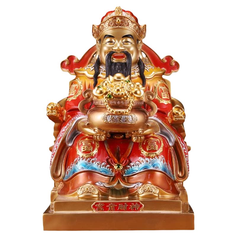黄铜财神爷神像家用供奉铜彩富贵
