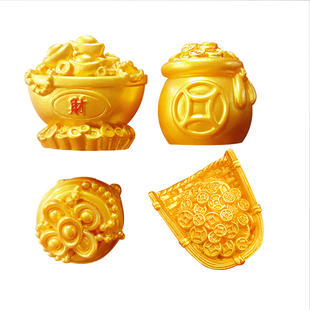 吉祥小配饰冰箱贴金色系发财磁贴吸力贴装饰磁铁套装组合新年吸磁