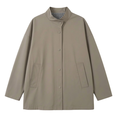 小个子休闲慵懒风立领风衣外套女