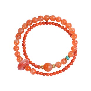 正品保山南红手串官方旗舰店女士天然冰飘柿子红玛瑙火焰纹手链男