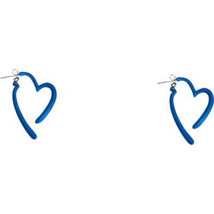 克莱因蓝色爱心耳环小众设计独特复古耳钉夸张个性耳饰高级感耳夹