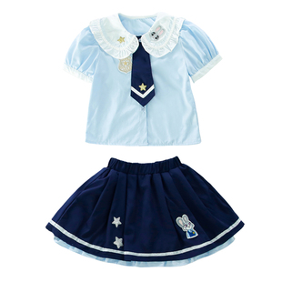 女童夏季套装2026新款jk学院风朱迪儿童连衣裙女宝宝夏装公主裙子