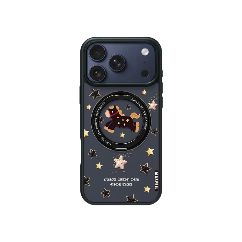 MASFEIL × 黑马逐星适用苹果17promax手机壳iPhone16pro新款磁吸带支架ip15全包Fo5支点高级感17可爱套新年