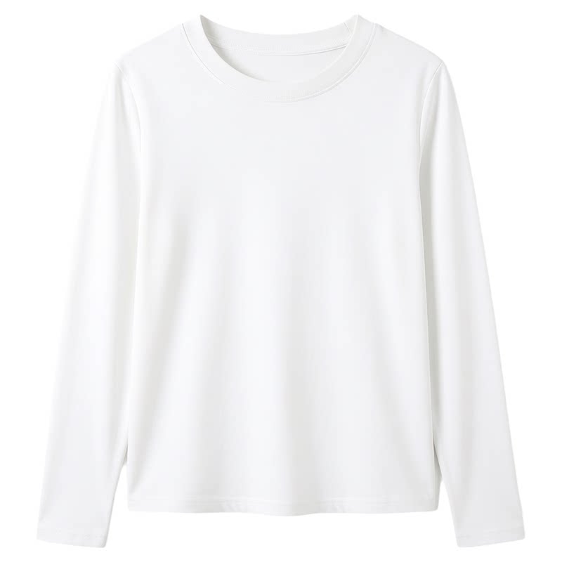 纯棉白色内搭打底衫女春秋宽松小个子高腰短款上衣长袖t恤女百搭