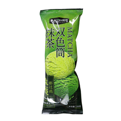 富康抹茶双色脆筒冰淇淋牛奶巧克