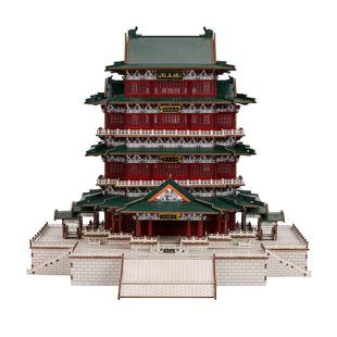 南昌滕王阁榫卯积木中国四大名楼古建筑DIY拼装模型礼物微缩摆件