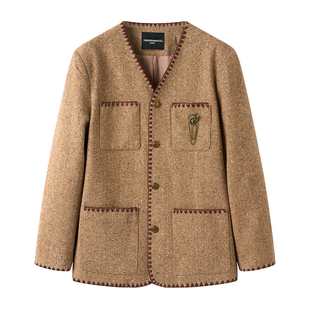 白口阳【枫糖玛奇朵】彩点花呢学院风西装春季2026单排扣西服外套