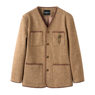 彩点花呢学院风西装外套