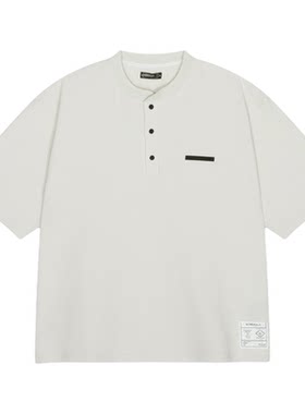 NUMERALS T恤男2026夏季新款华夫格亨利领纯色短袖上衣667216