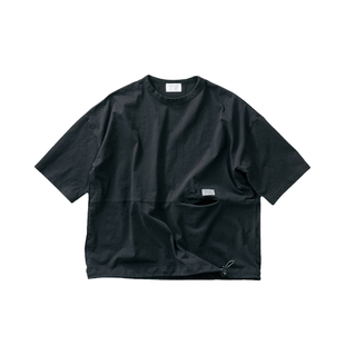 桑妮库拉/Sunny clouds 纯棉落肩五分袖T恤黑色套头短袖