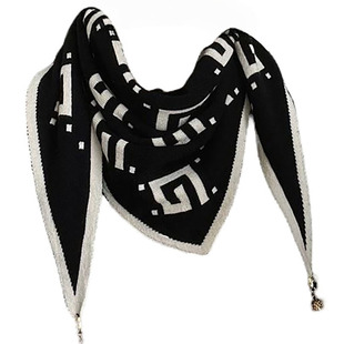 三角巾仿羊绒小围巾女秋冬季护颈围脖双面保暖毛线磁吸扣小新款