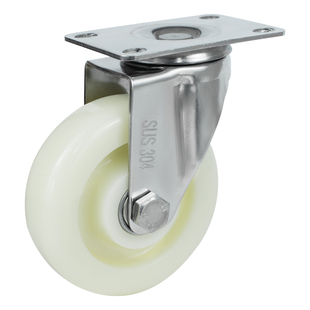 304不锈钢防水尼龙脚轮2.568寸万向轮工业防锈板推车货架刹车轮子