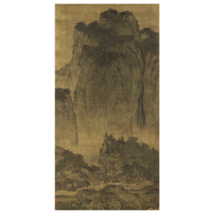 范宽溪山行旅图宋元山水画高清国画山水临摹彩色画稿微喷仿古画