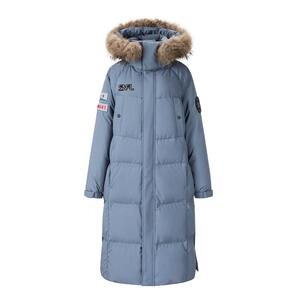 雪中飞秋冬新款运动防风长款男女同款情侣貉子毛领羽绒服保暖时尚
