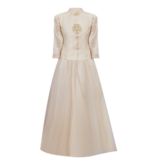 中式伴娘服女2025新款姐妹团香槟色绝美礼服小个子显瘦旗袍伴娘裙