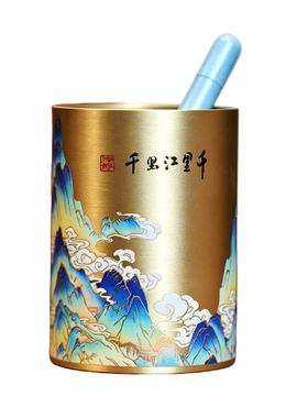 朱炳仁铜千里江山文房笔筒