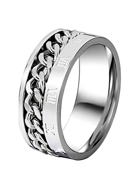 钛钢可转动解压自律食指环