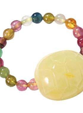 inlady女款蜜蜡碧玺戒指