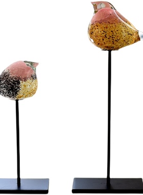 出口铁艺轻奢风玻璃动物结婚摆件