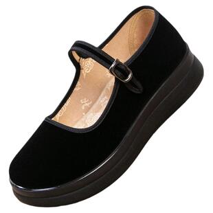 春季新款工作鞋老北京布鞋女鞋软底休闲鞋酒店客房保洁黑色上班鞋