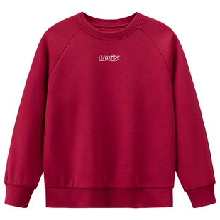 【新年马年】李维斯男童红色卫衣加绒儿童套头衫2026拜年过年衣服