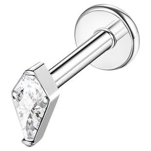 mini菱形锆石耳钉 16g0.9内螺纹植入级钛合金防过敏 九尾狐亚文化