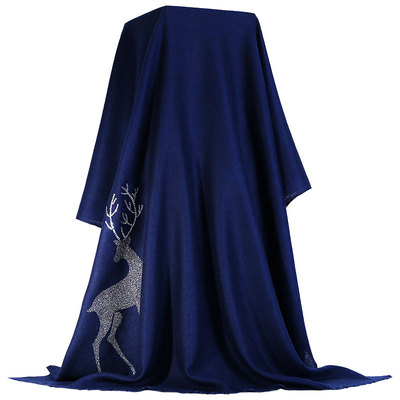 旗袍礼服金银丝刺绣手工烫钻围巾