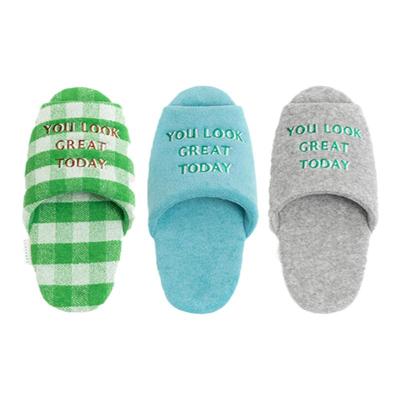 EUXTERPA欧特帕防臭防滑刺绣棉拖鞋静音秋冬家居室内地暖拖鞋男女