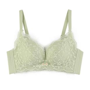 桃花季内衣女小胸聚拢显大纯欲收副乳防下垂无钢圈调整型文胸套装