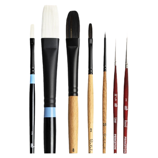 美国princeton普林斯顿油画笔丙烯画笔专业创作级尼龙平头画笔排笔榛形峰圆尖头勾线笔扇形笔仿黑猪鬃